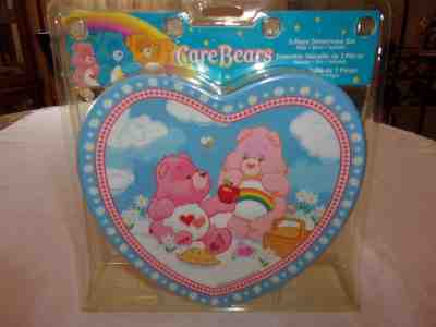 Care Bears 3 Piece Melamine Dinnerware Set Heart Shaped Bowl Plate Tumbler NIB