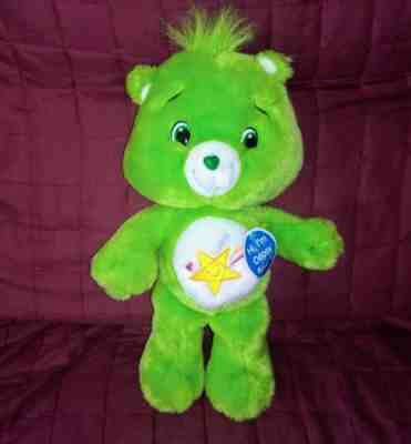 Care Bears OOPSY BEAR Lime Green 14in Soft Plush 2007 Yellow Shooting Star 