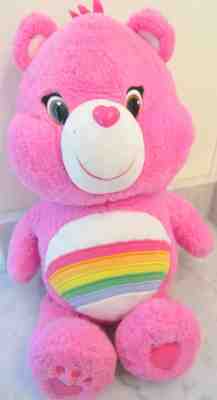 Care Bears Pink Cheer Bear Plush Large 21” Size Rainbow Bear 2014