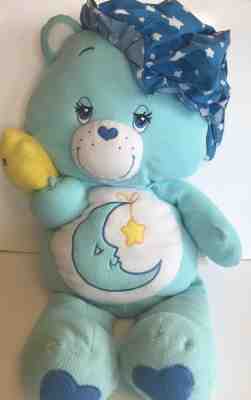 jumbo huge care bear bedtime blue plush stuffed pillow moon star hat 