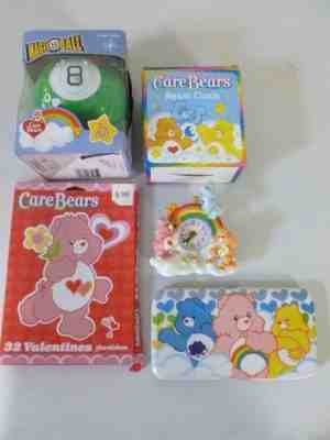 Lot of 4 Care Bear Items Wallet, Clock, Magic 8 Ball, and Valentines