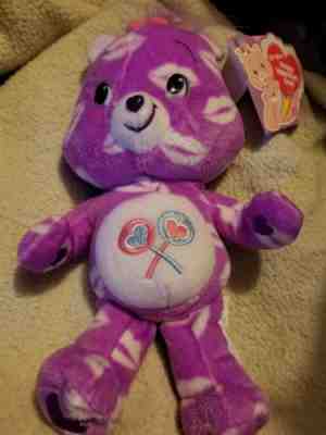 NWT Care Bears Happy Valentine's Day Share Bear Kisses Allover 9"