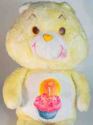 Vintage Care Bear Birthday Bear Plush stuffed animal Kenner 18 inches yellow