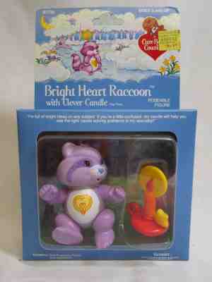 Care Bear Cousins Poseable Figure Bright Heart Raccoon with Clever Candle NOS