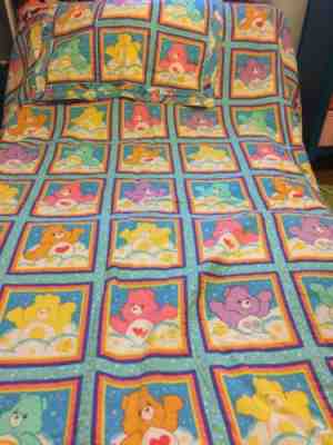 Vintage Rare Care Bears Twin Quilt Bedspread And Pillow Sham Hand Stitched? Nice