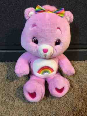 2007 Care Bears Pink Cheer Bear Stuffed Plush Toy Animal 14”