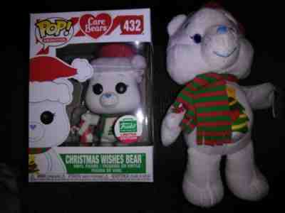 LOT OF 2 Care Bears Christmas Wishes plush & vinyl figure NEW