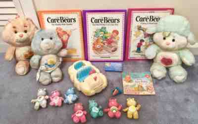 Vintage 1980’s Care Bears Lot Figures Plush Books Cloud Car Baby