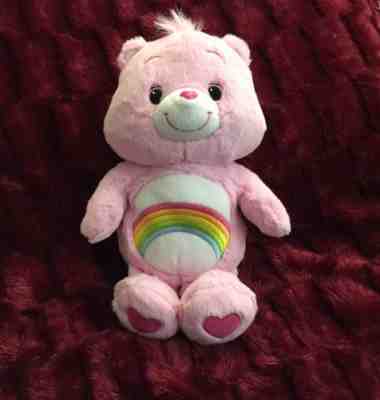 Hasbro Pink Cheer Care Bear Plush 12” Rainbow Stuffed Animal Toy Soft 2012  EUC