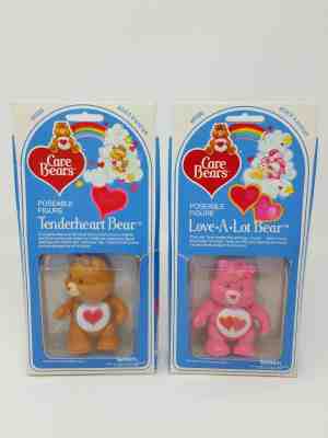 Care Bears Tenderheart & Love-a-Lot 3.5 in. Poseable Figures Kenner Vintage 1982