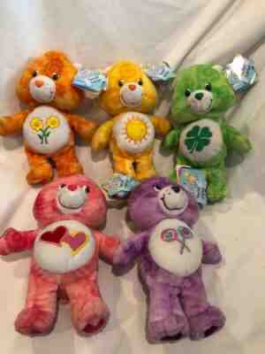 Lot 5 New Care Bears Tie Dye Special Edition Series 1 Including GOOD LUCK Bear
