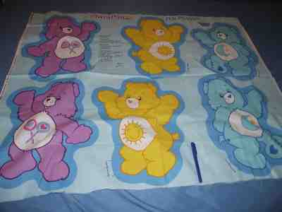3 LARGE Plush Care Bears 2004 VIP Uncut Pillow Panel Patterns SUNSHINE &SHARE ++