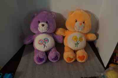 2 Hasbro Care Bear Plush Friend Bear & Share Bear 2002 