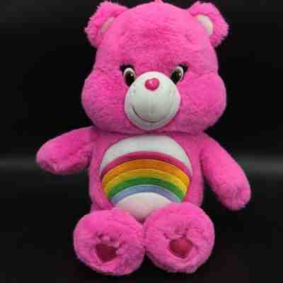 Care Bears Cheer Bear Hot Pink Plush Rainbow Soft Toy 14