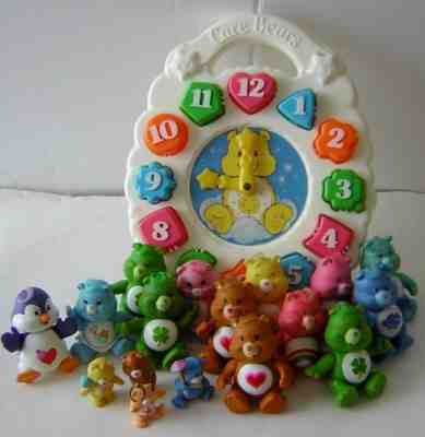Vtg 1980's CARE BEARS Figures Lot Fun Shine Lucky Babys 3" & 2" & Clock Puzzle