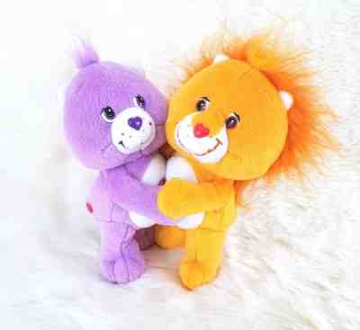 CARE BEARS Best Friends Stuffed Plush Lion Lollipop Holding Hands Hugging 2003