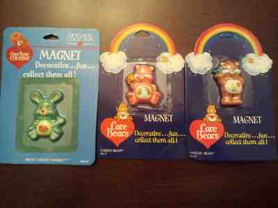 1984 Vintage Care Bears Magnets – Cheer Bear, Friend Bear & Swift Heart Rabbit