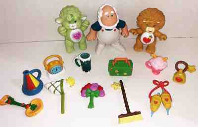 Lot of 14 Vintage Care Bear Poseables and Accessories Set Kenner 1983