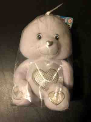 Care Bear 25th Anniversary 25 Years Of Caring White Silver Heart 8” New Unopened