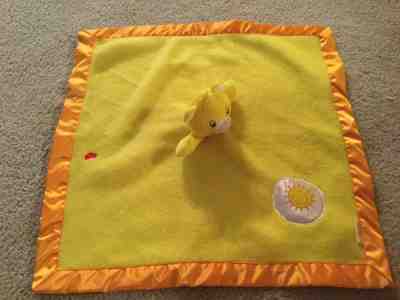Care Bears Baby Sunshine Bear Blanket Yellow Orange Satin Trim 2002