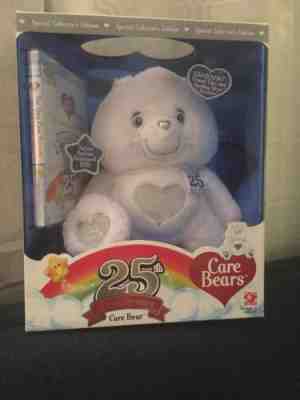 25th Anniversary White Tenderheart Care Bear 2007 w/DVD Swarovski Crystal Eyes