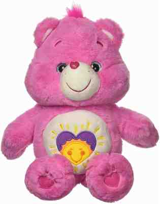 Care Bears Pink Plush Medium Shine Bright Bear Sun Heart Crystal Eyes No DVD