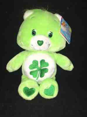 Care Bears Plush Good Luck Bear beanie bean baby 2002 Green Four Leaf Clover 8