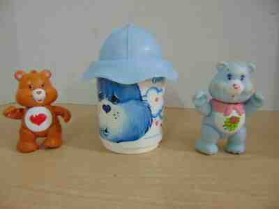 Care Bear Vintage Grumpy Bear Plastic Mug/Cup 1983 WITH Grumpy HAT Topper Bears