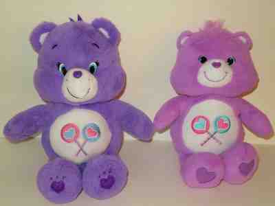 Care Bears Share Bear Plush Stuffed Animal Hasbro 2012 Purple Just Play LOT Doll