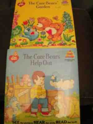 2 Vtg. Care Bears Care Bear Read Along Books - One With 45 Record DBR 243 & 242