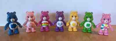 Lot 7 Care Bears Collectible Mini Figures Sun Rainbow Clover Heart Lollipop Pink