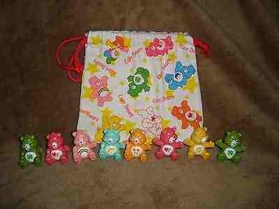 Care Bears Cloth Gift Bag & 8 PVC Bears from Gumball Vending Machines Lot