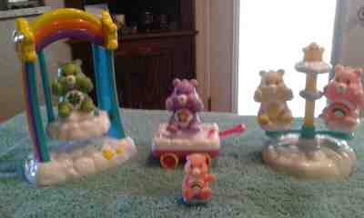 Care Bears 8 Pcs Set, Rain Bow Cloud Swing, Cloud Twirly Ride and cloud Wagon