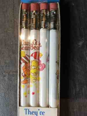 Care Bears Pencils - Set of 4 in Original Package - Vintage (1984) Rare Find