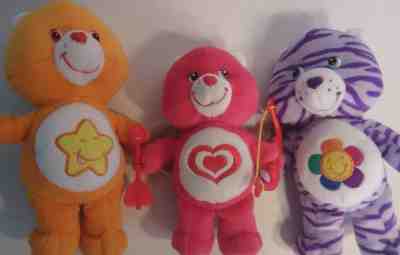 Lot of 3 plush Care Bears, Laugh a lot, Jungle Party Harmony, All my heart 8inch