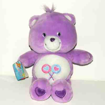 Care Bears Share Bear 13 inch 2002 Heart Lollipops Plush Play Along Teddy