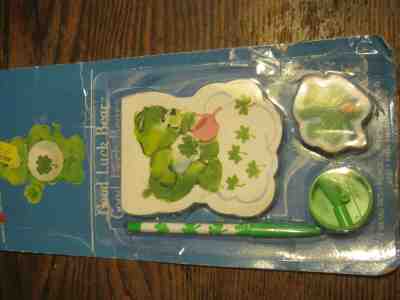 VTG Care Bears Good Luck Bear ST PATS DAY NOTE PAD PENCIL ERASER AMERICAN GREETI