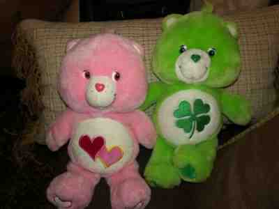 2 Care Bear bears Love - a - lot & Good luck heart & shamrock 2000 & 2002