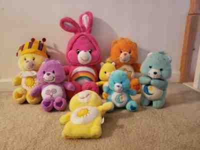 Lot of vintage Care Bear Pink bunny costume praying blue orange with star puppet