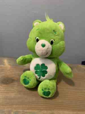 Care Bear Collection Lime Green “GOOD LUCK BEAR” Lucky Charm Stuffed Animal 9”