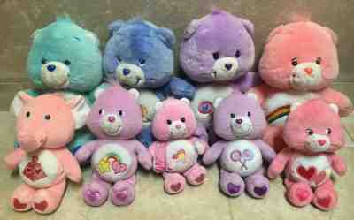 Care Bears & Cousin Plush Lot Of Nine Toys Plushes Stuffed Animal 2002 2003 2004