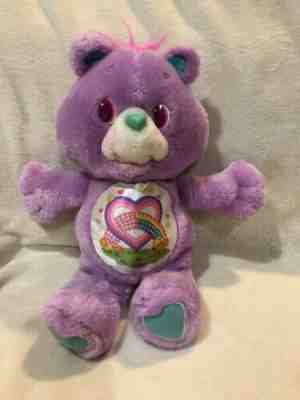 Care Bears Environmental SHARE BEAR Purple Heart Rainbow Plush Stuffed 1991
