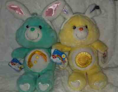 CARE BEARS Funshine and Wish Bear lot Special Easter 2003 15in, 20th anniversary