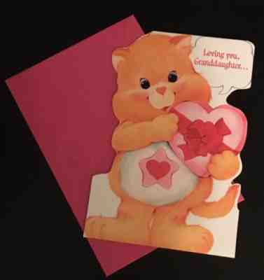 UNUSED Care bears Proud Heart Cat Happy Valentines Day Greeting Card