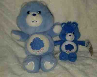 Care Bears Grumpy Bear lot of 2, 2002 12in, 8in 2014 with tags