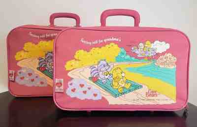 Vintage Care Bear Accessory ~ Set of 2 Luggage "Setting Sail for Grandmas"~ Pink
