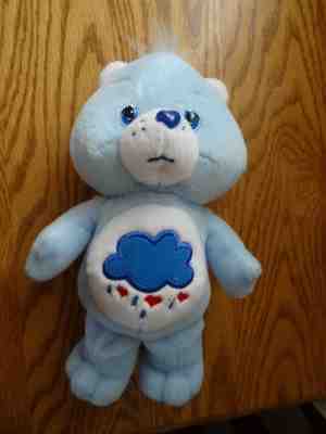 Care Bears Grumpy Bear 8" Blue Stuffed Animal Bean Bag Plush Rain Cloud 2007~EUC