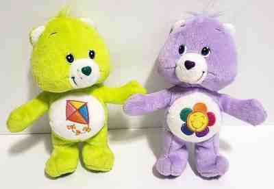 Care Bears Cuddle Pairs Harmony and Do Your Best Bear Plush Velcro Clasping EUC