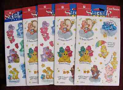5 Vintage American Greetings CARE BEARS CB Sticker Sheets