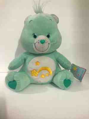 NWT 2003 CareBears Wish Bear Plush Mint Green Heart Stars Rainbow 12